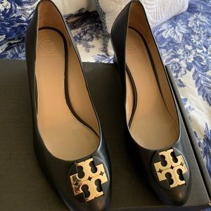 Tory Burch black wedge heels